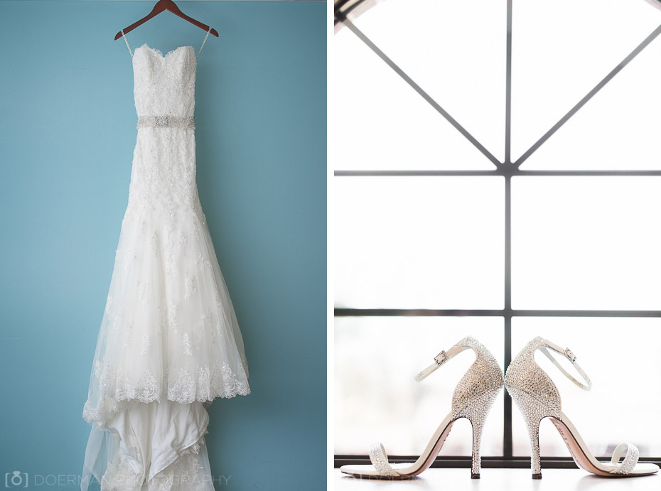 bride dress and shoes